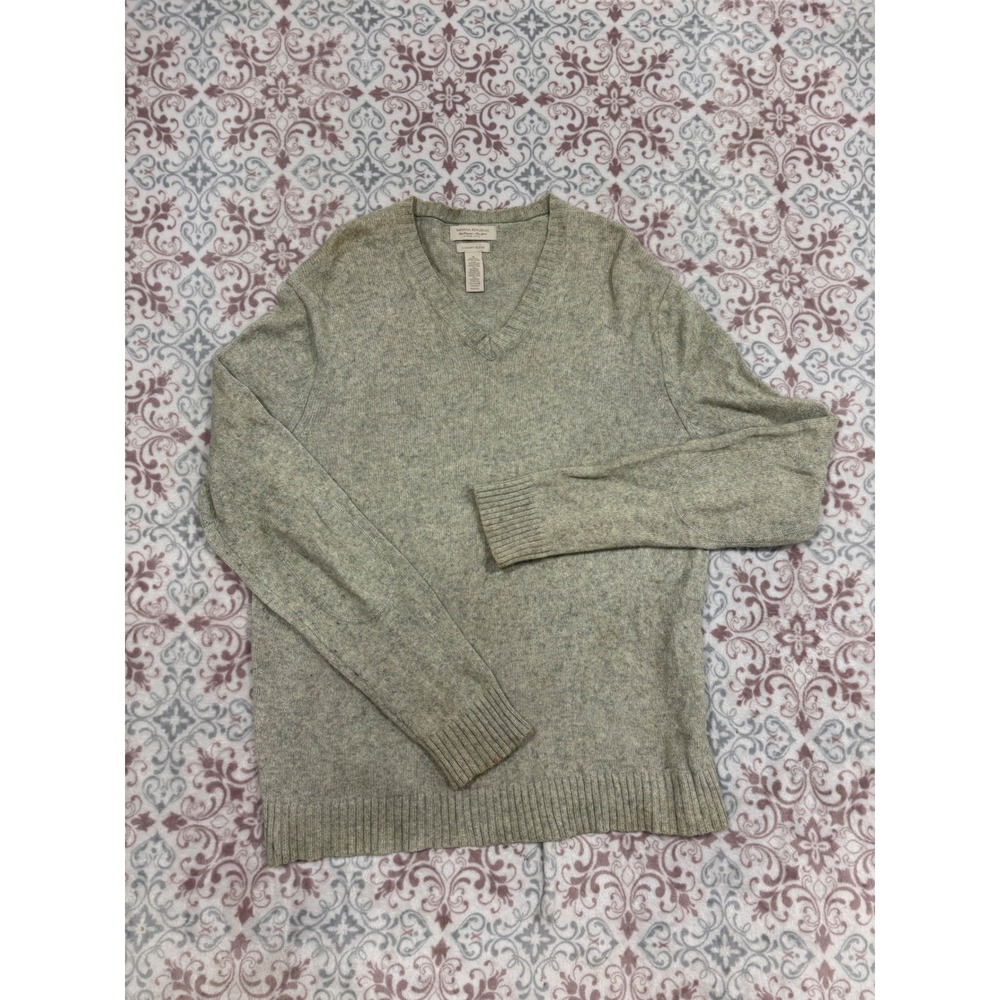 Banana Republic Mens Grey V-Neck Luxury Blend Cashmere Angora Sweater Medium
